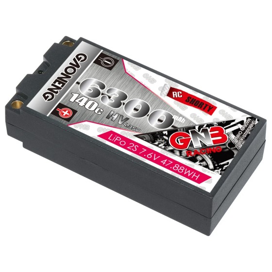 GNB GAONENG 6300MAH 2S HV 7.6V 140C Short Shorty Pack 5.0mm Bullet Hard Case RC LiPo Battery 1:10 1:12 Scale RC Race Car LiHV